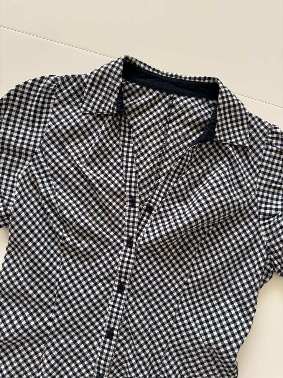 Camisa estampado gingham, Talla S, Mujer