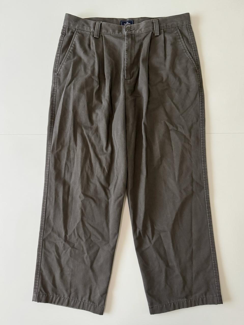 Pantalones de pinzas cafe, Talla 34 x 32, Hombre