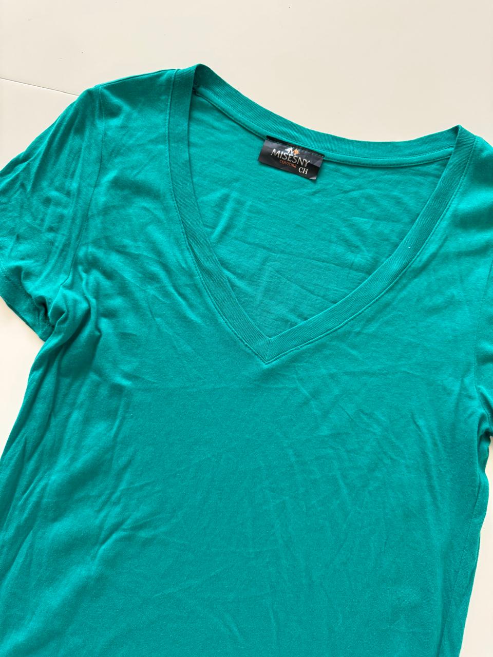Playera basica verde, Talla S, Mujer