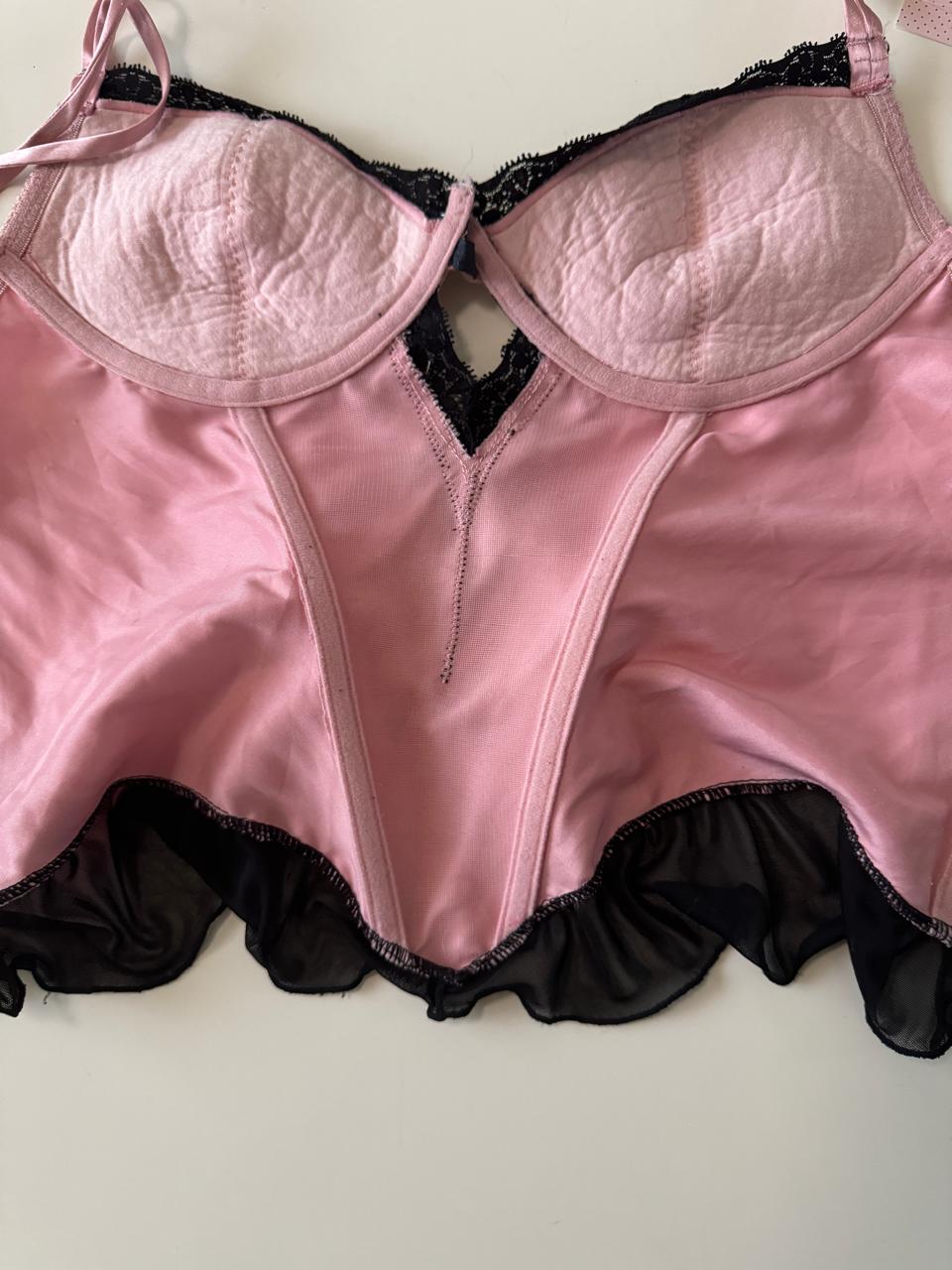 Bustier rosa con negro, Talla M, Mujer