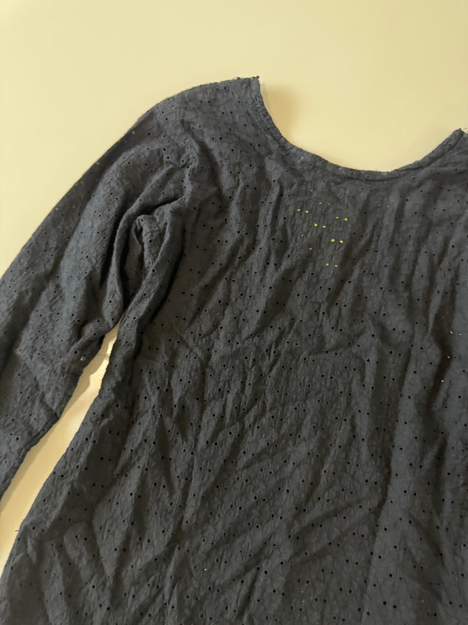 Blusón negro, manga 3/4, Talla S, Mujer