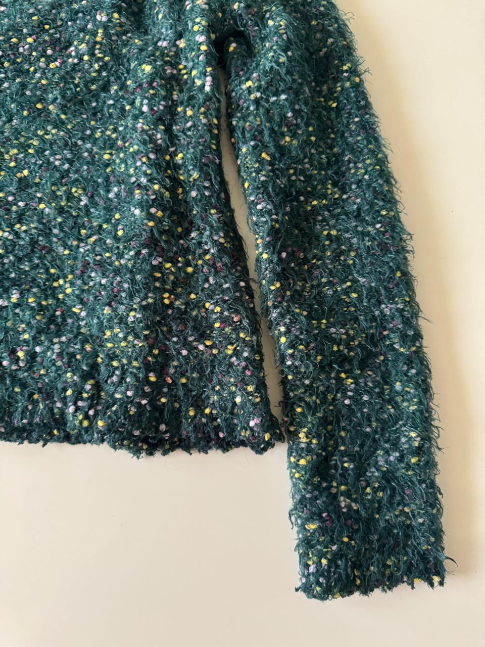 Sweter verde con motas, Talla M, Mujer