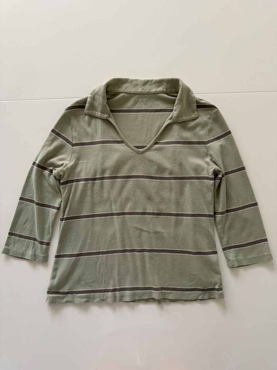 Playera rayas verde, Talla M, Mujer