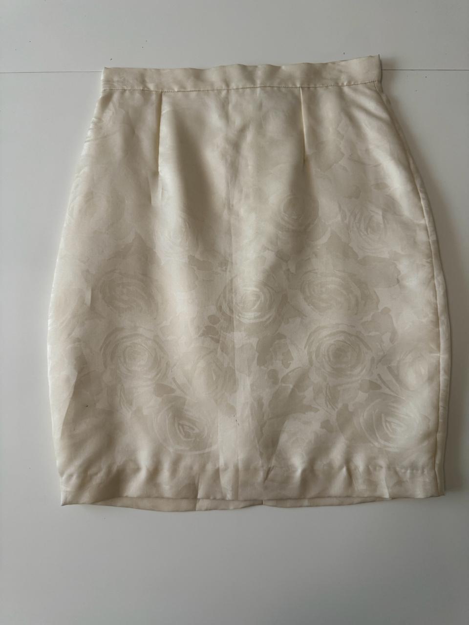 Falda beige de tafeta, Talla S, Mujer