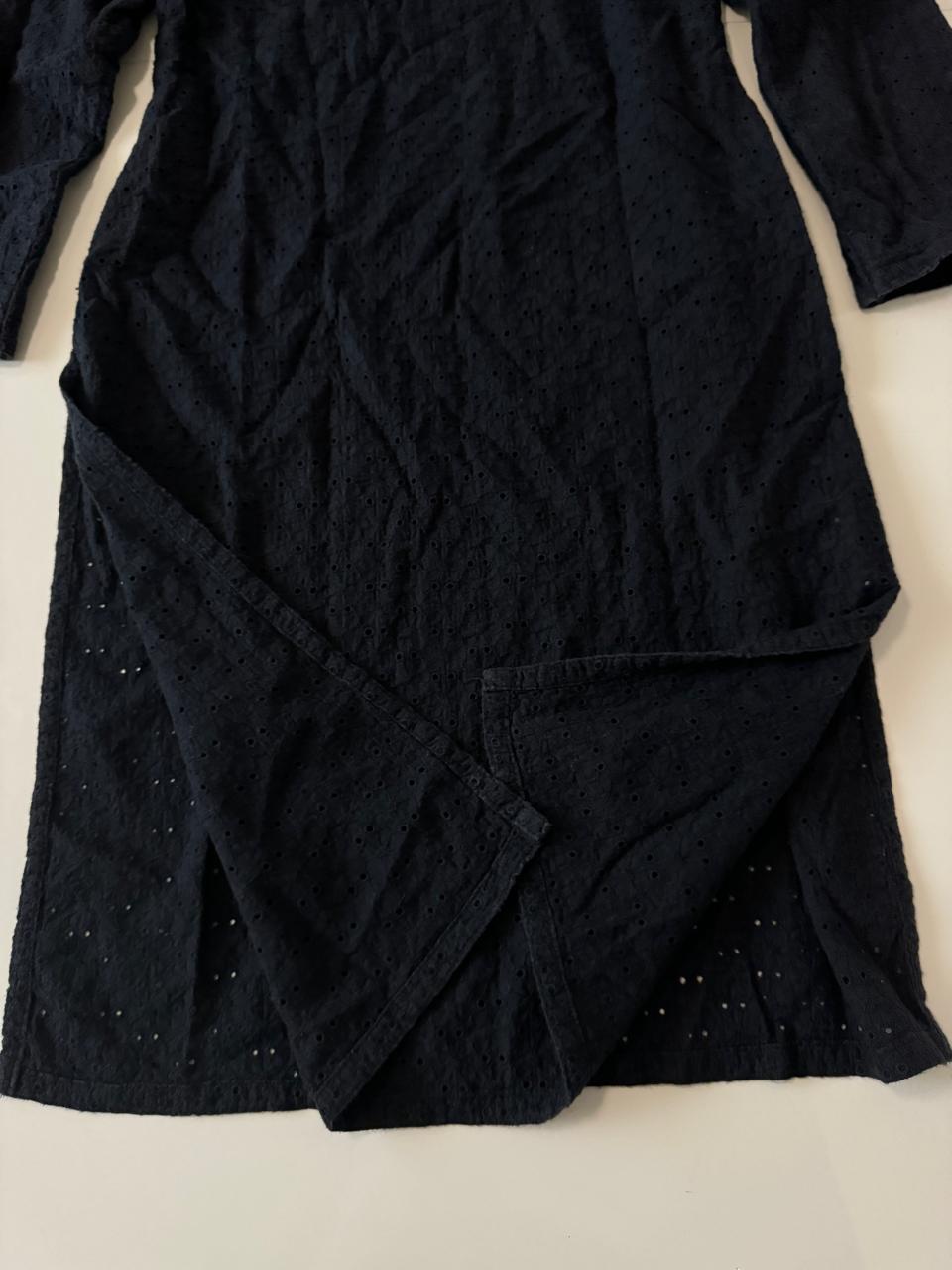 Blusón negro, manga 3/4, Talla S, Mujer