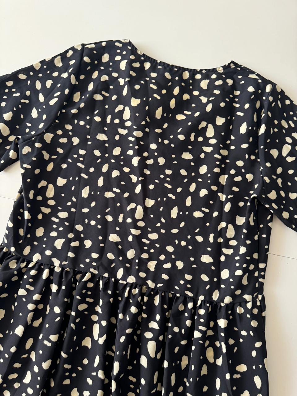 Vestido negro de lunares, Talla M, Mujer