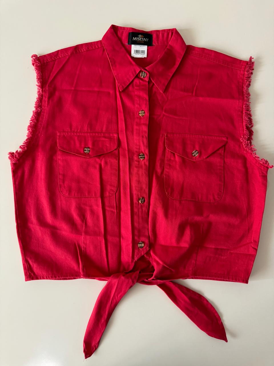 Camisa con mangas recortadas, Talla M, Mujer