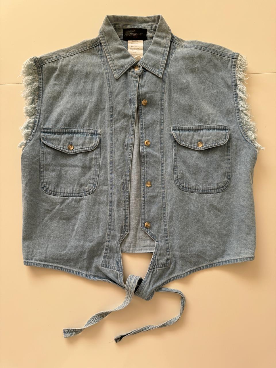 Camisa de mezclilla recortada, Talla S, Mujer