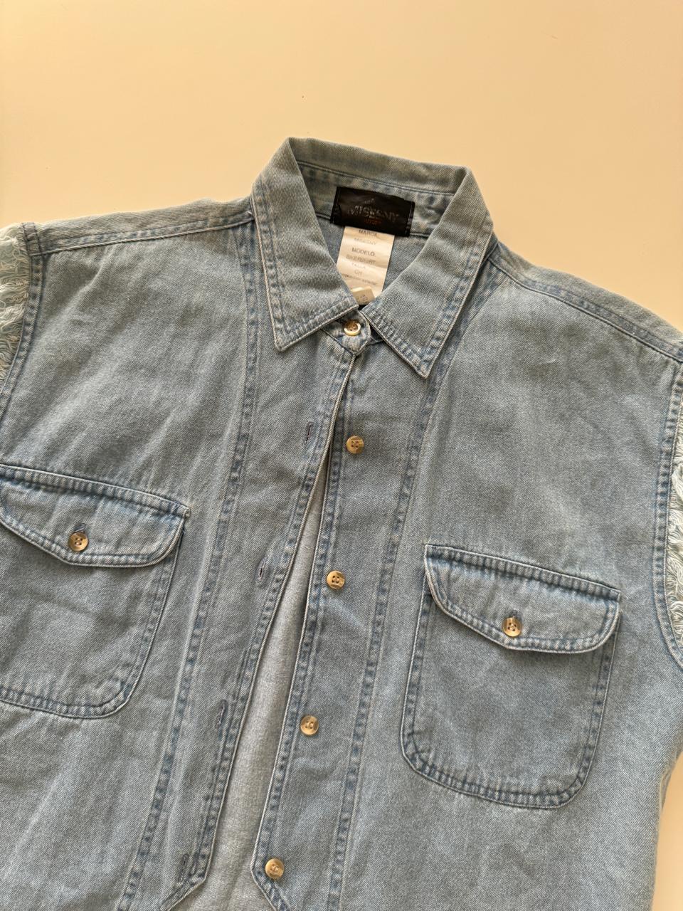 Camisa de mezclilla recortada, Talla S, Mujer