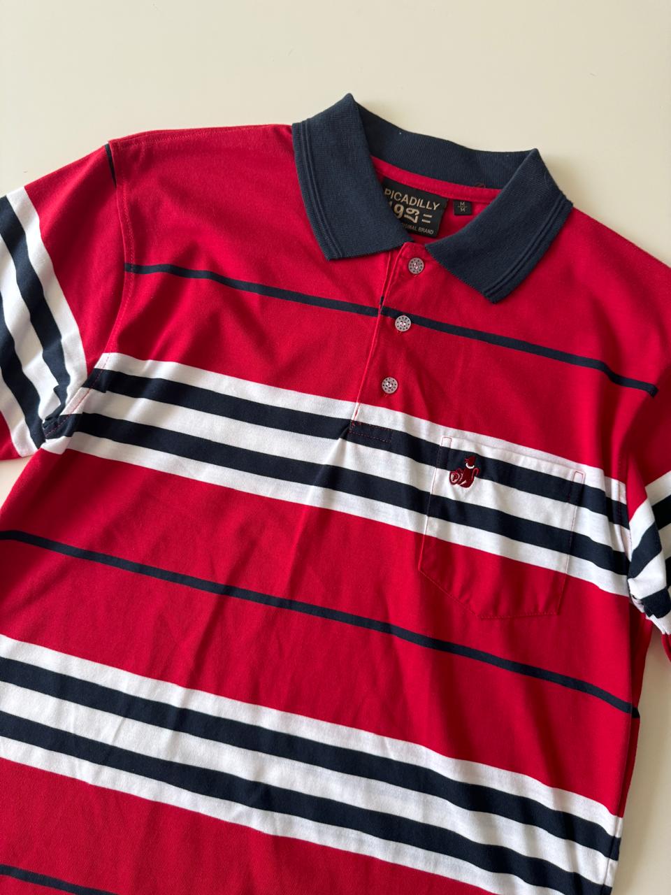 Polo roja de rayas, Talla M, Hombre