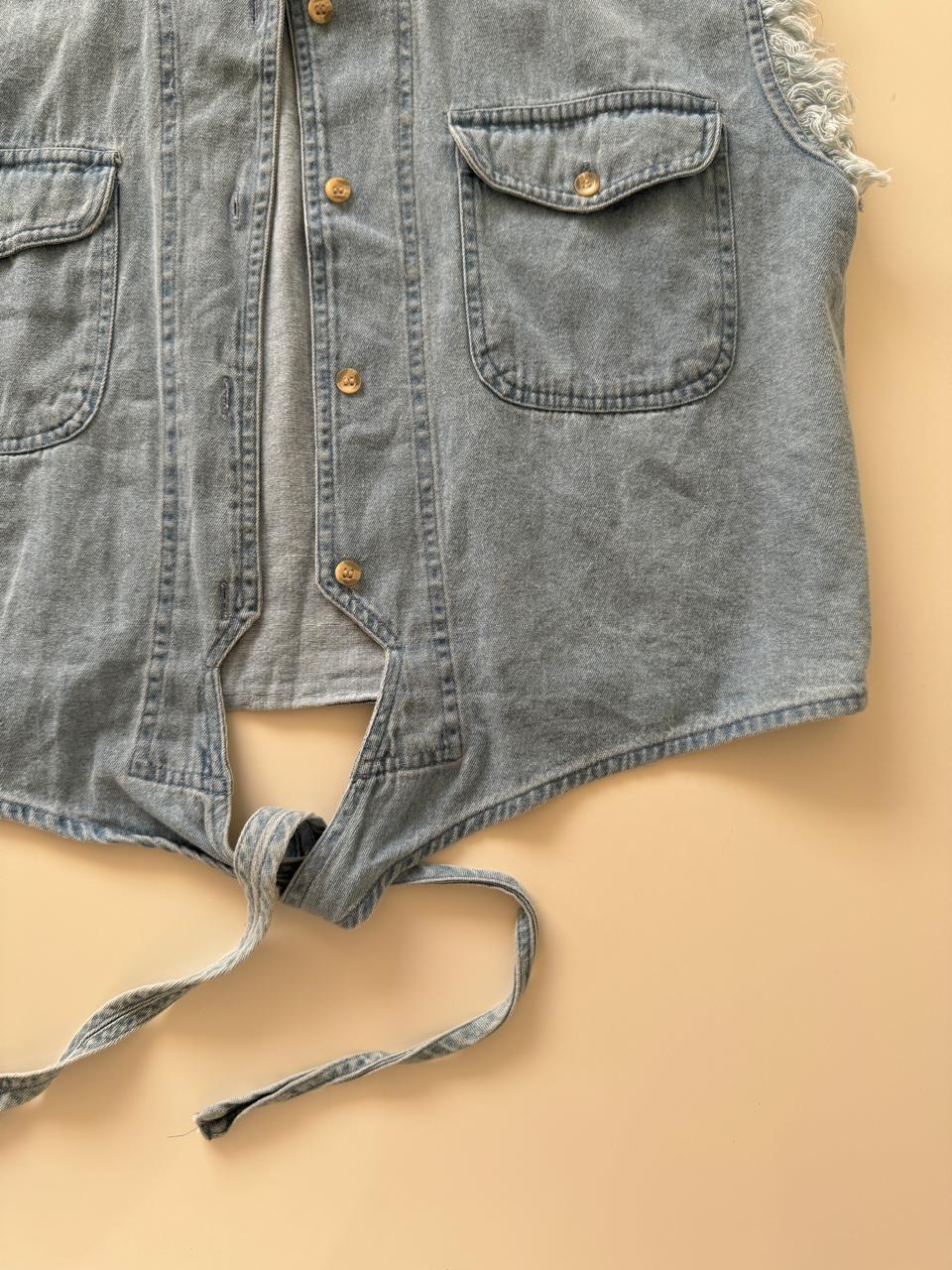 Camisa de mezclilla recortada, Talla S, Mujer