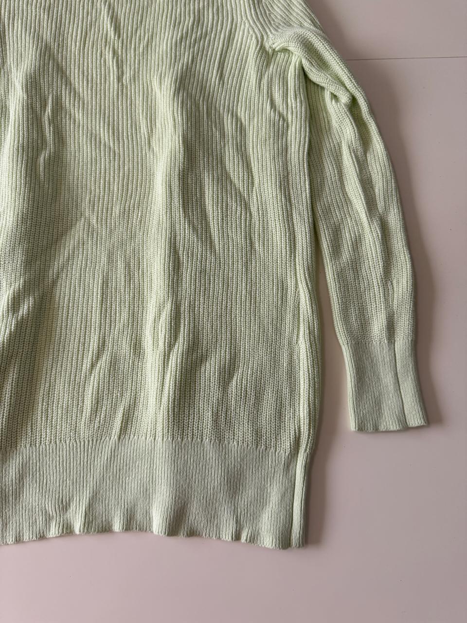 Sweter camisero verde pastel, Talla M, Mujer