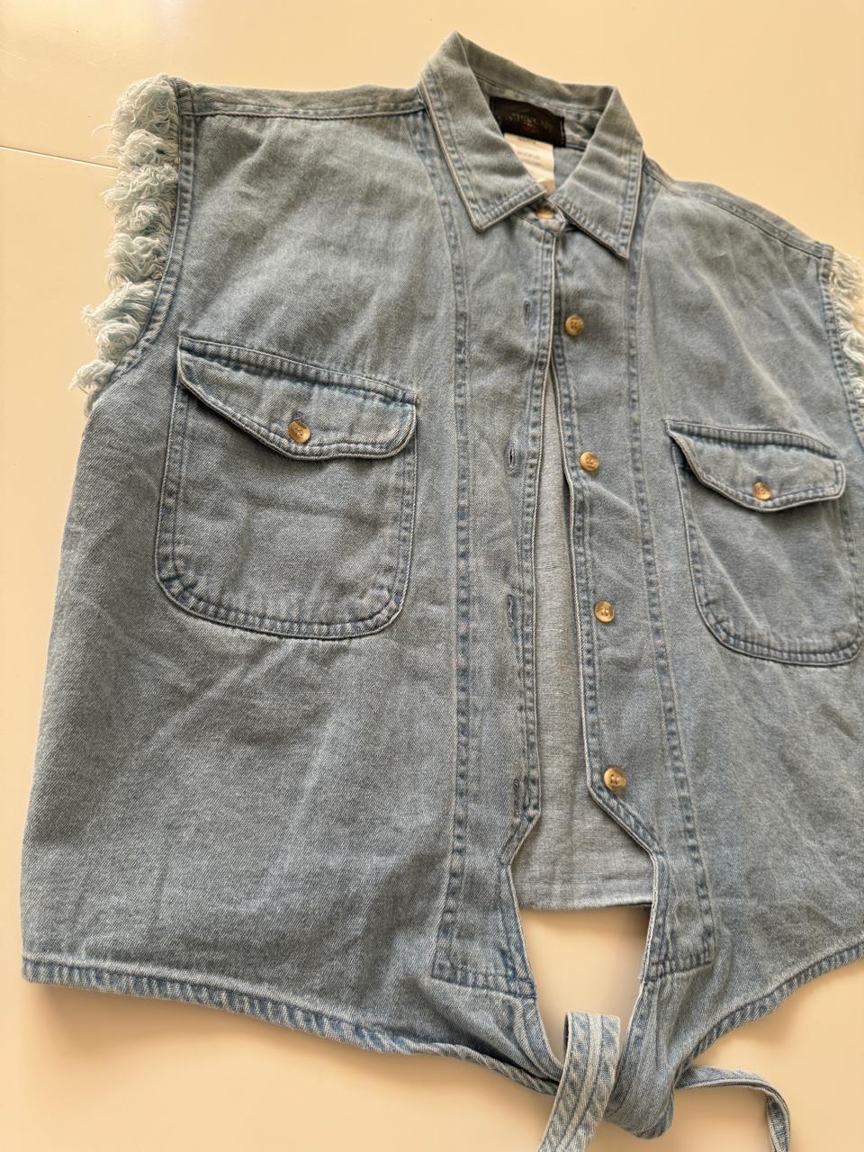 Camisa de mezclilla recortada, Talla S, Mujer