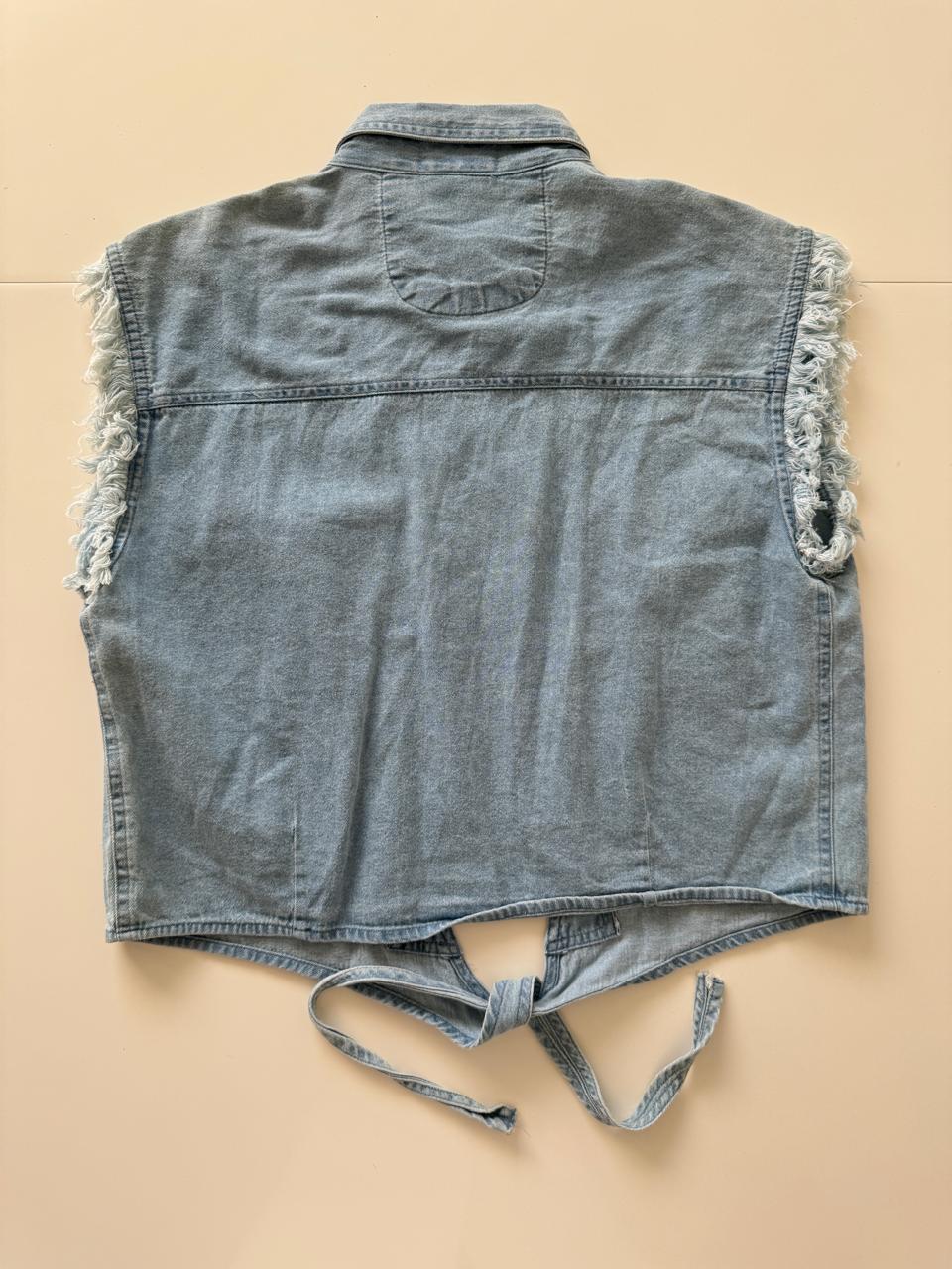 Camisa de mezclilla recortada, Talla S, Mujer