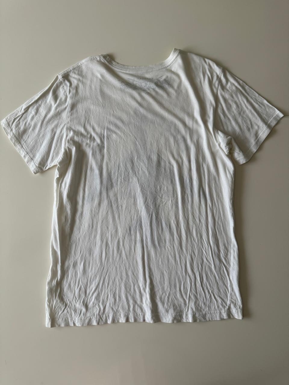 Playera blanca estampada, Talla L, Hombre