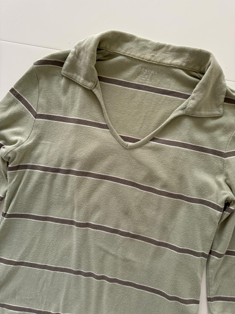 Playera rayas verde, Talla M, Mujer