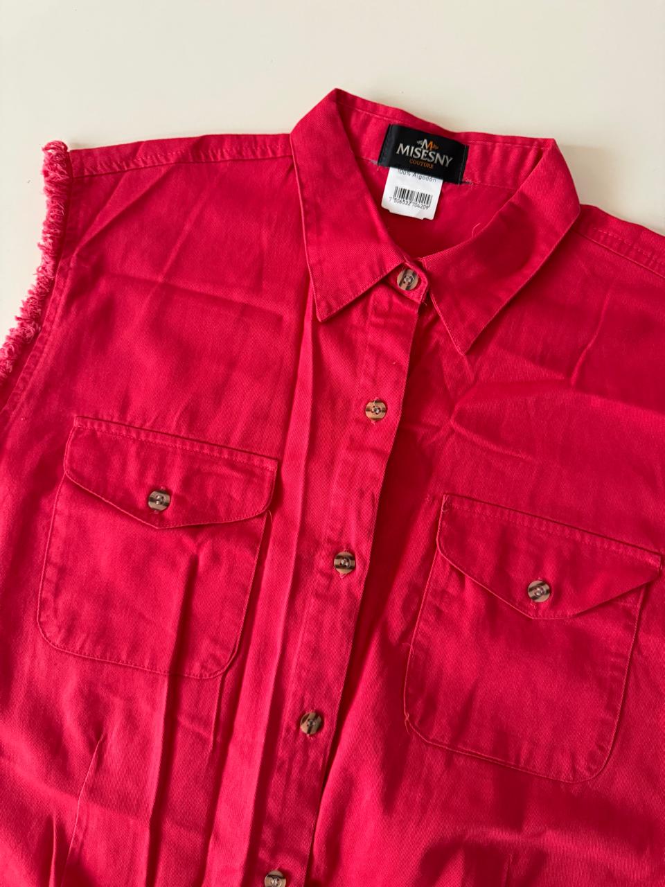 Camisa con mangas recortadas, Talla M, Mujer