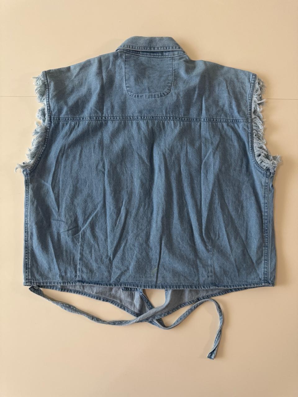 Camisa de mezclilla recortada, Talla M, Mujer, Misesny