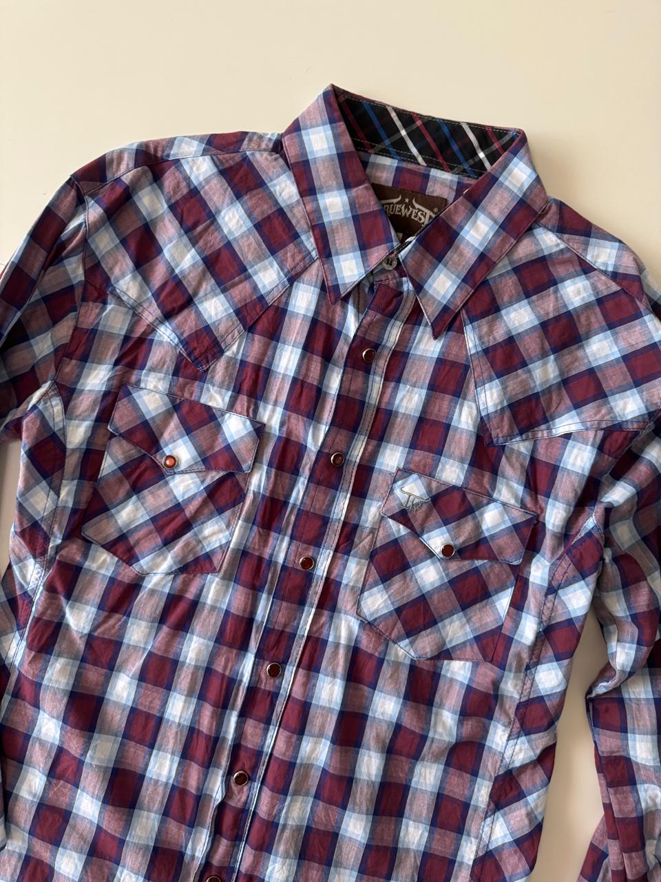 Camisa vaquera de cuadros, Talla L, Hombre