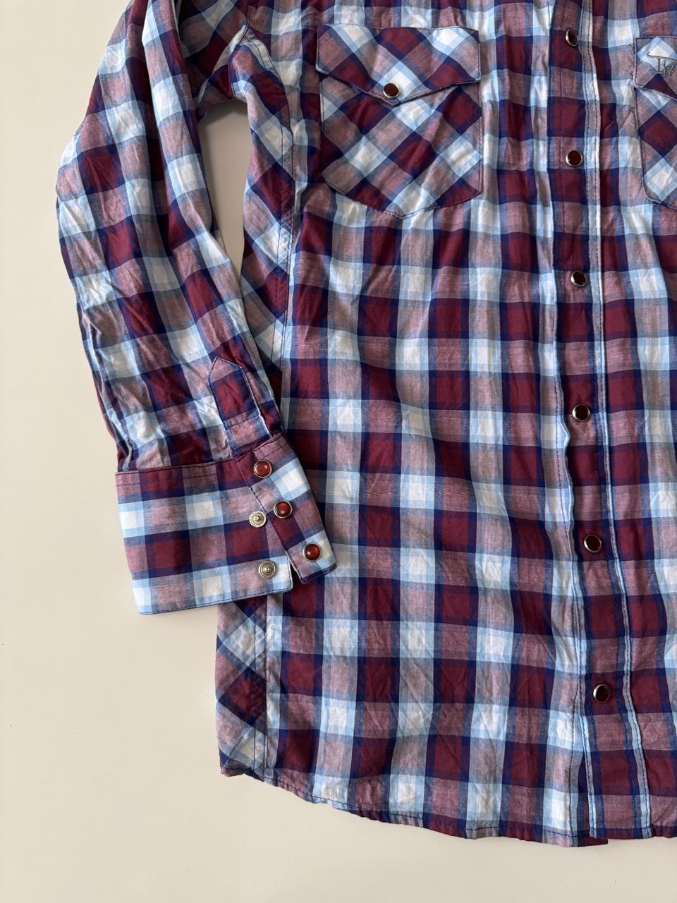 Camisa vaquera de cuadros, Talla L, Hombre