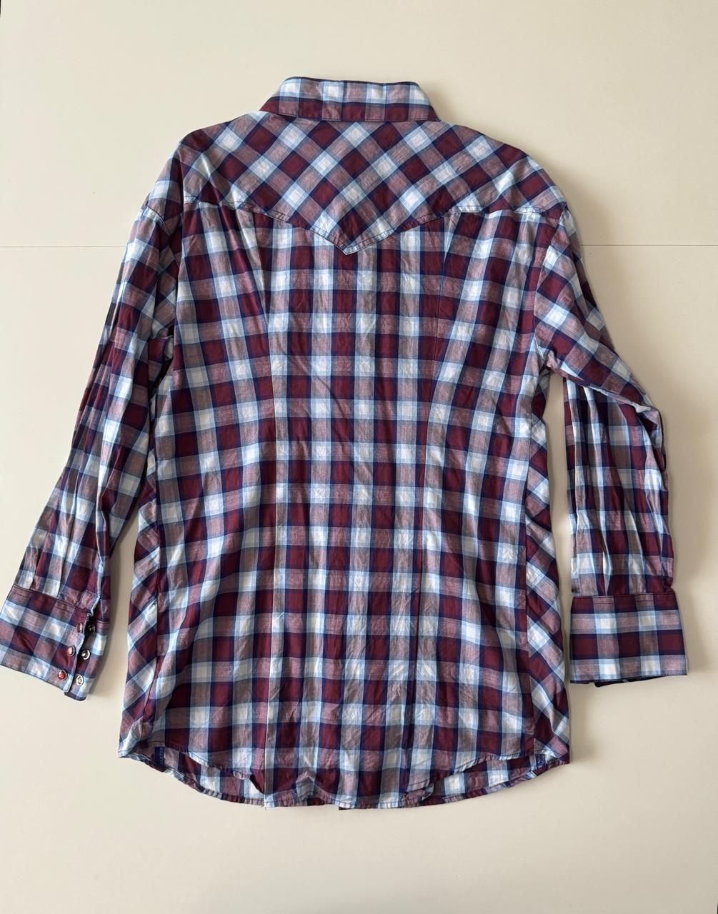 Camisa vaquera de cuadros, Talla L, Hombre