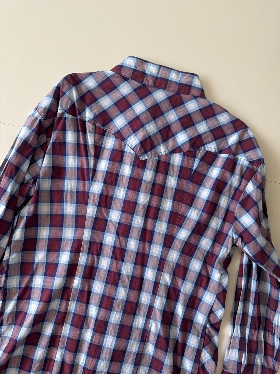 Camisa vaquera de cuadros, Talla L, Hombre