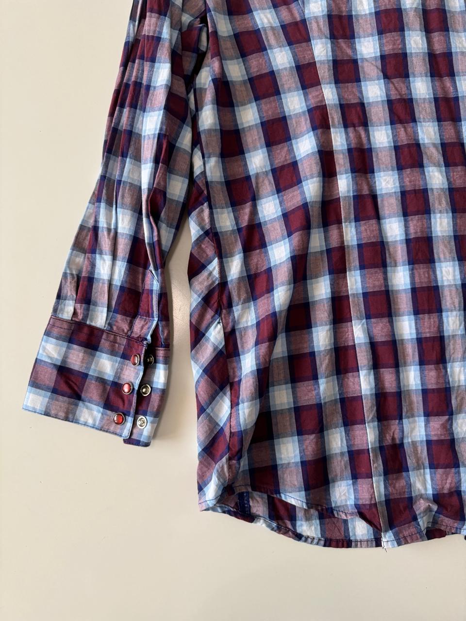 Camisa vaquera de cuadros, Talla L, Hombre