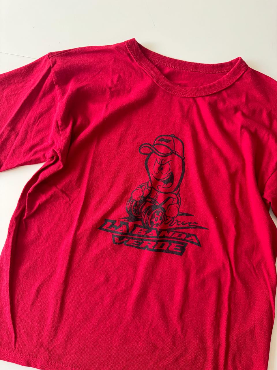 Playera roja con print, Talla S, Hombre