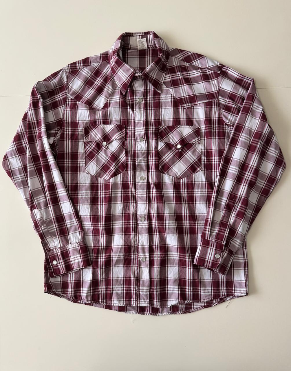 Camisa vaquera de cuadros rojos, Talla M, 36, Hombre