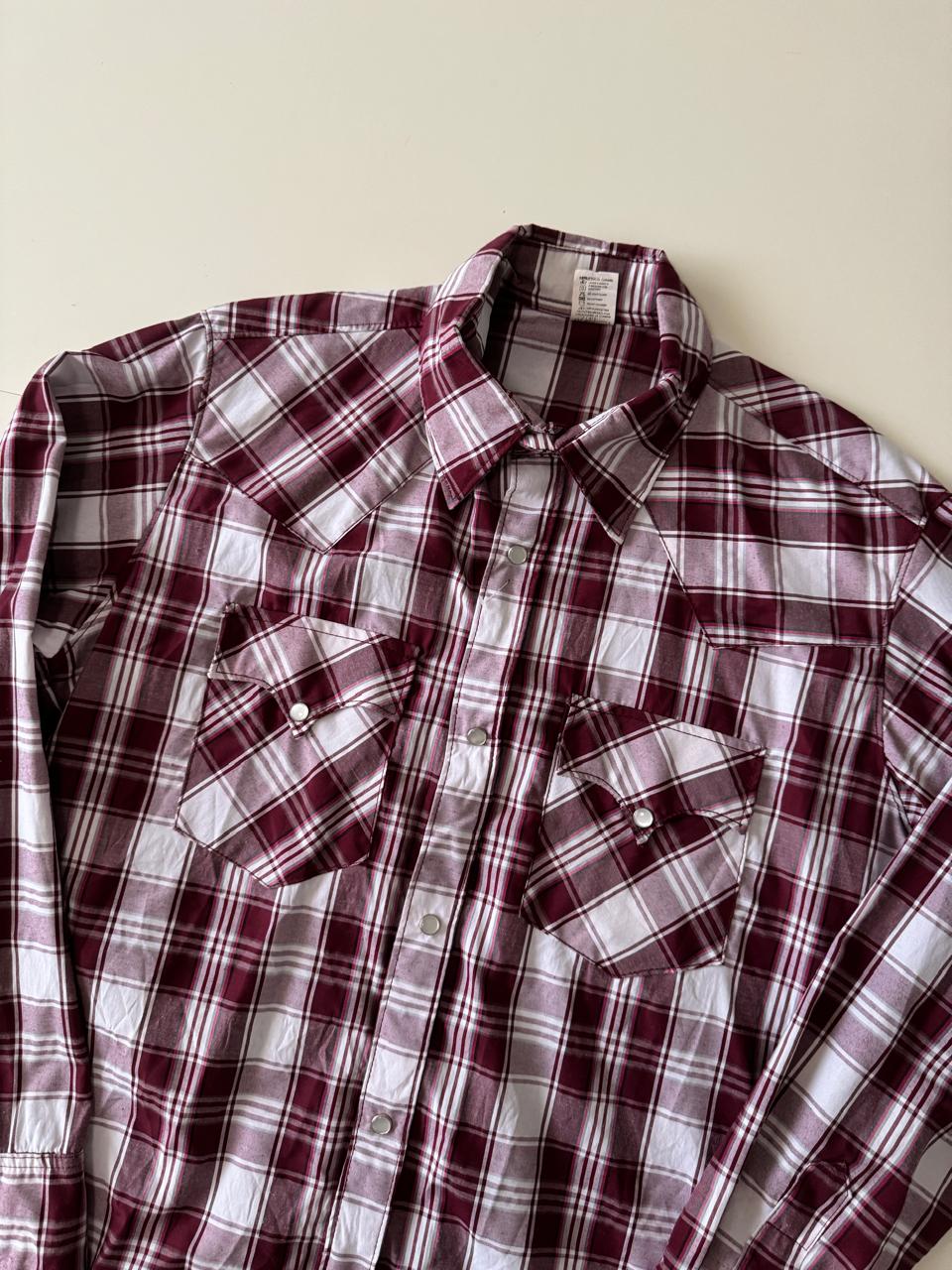 Camisa vaquera de cuadros rojos, Talla M, 36, Hombre