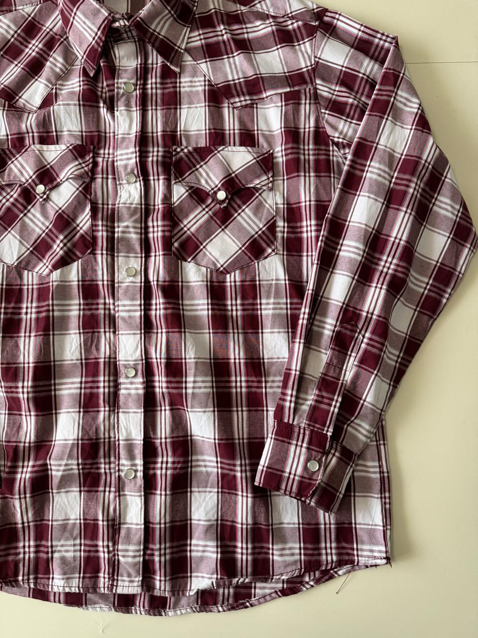 Camisa vaquera de cuadros rojos, Talla M, 36, Hombre