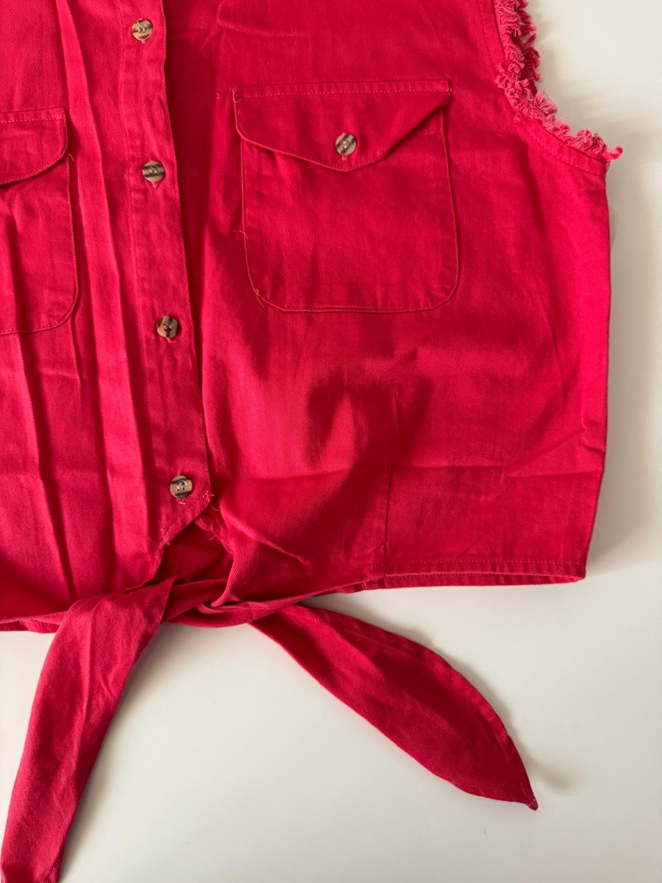 Camisa con mangas recortadas, Talla M, Mujer