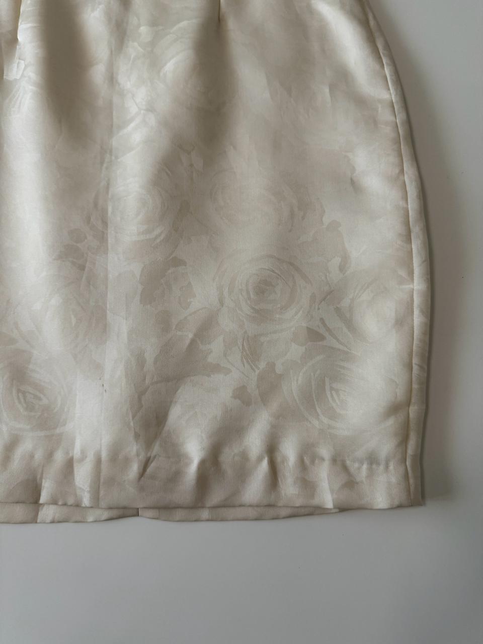 Falda beige de tafeta, Talla S, Mujer