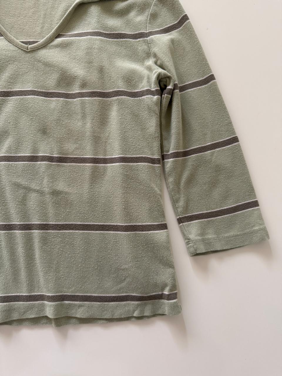 Playera rayas verde, Talla M, Mujer