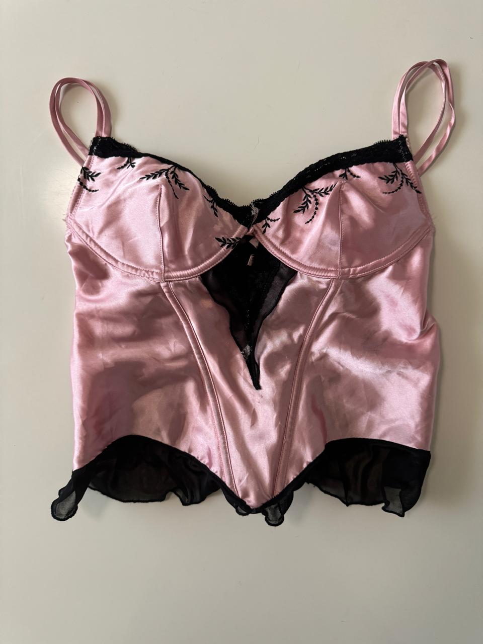 Bustier rosa con negro, Talla M, Mujer