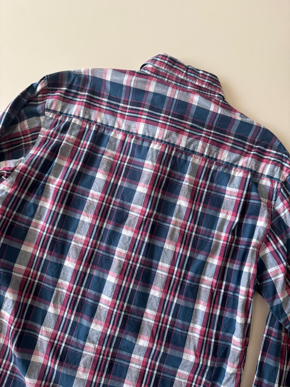 Camisa de cuadros azul y rosa, Talla M, Slim Fit, Hombre