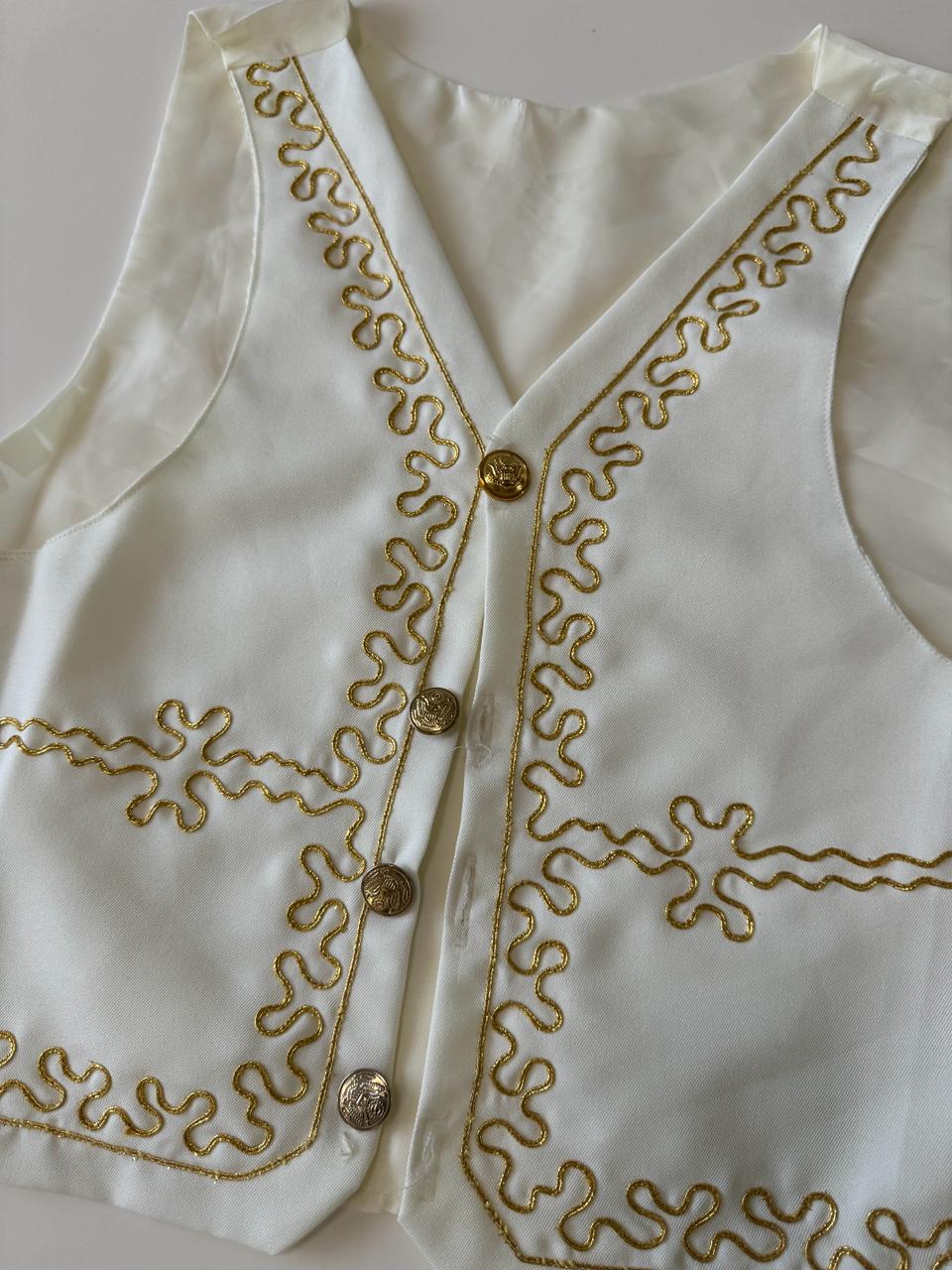 Traje 3 piezas charro beige, Talla M, Mujer