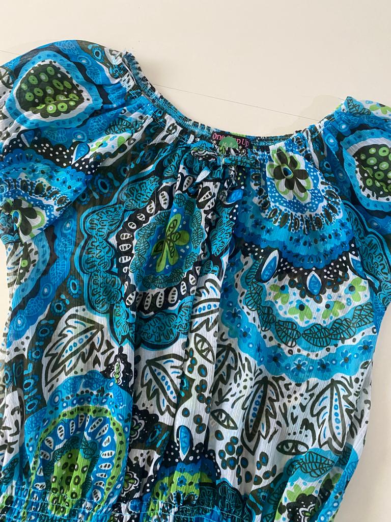 Blusa traslucida estampada, Talla 14-16 años, Teen