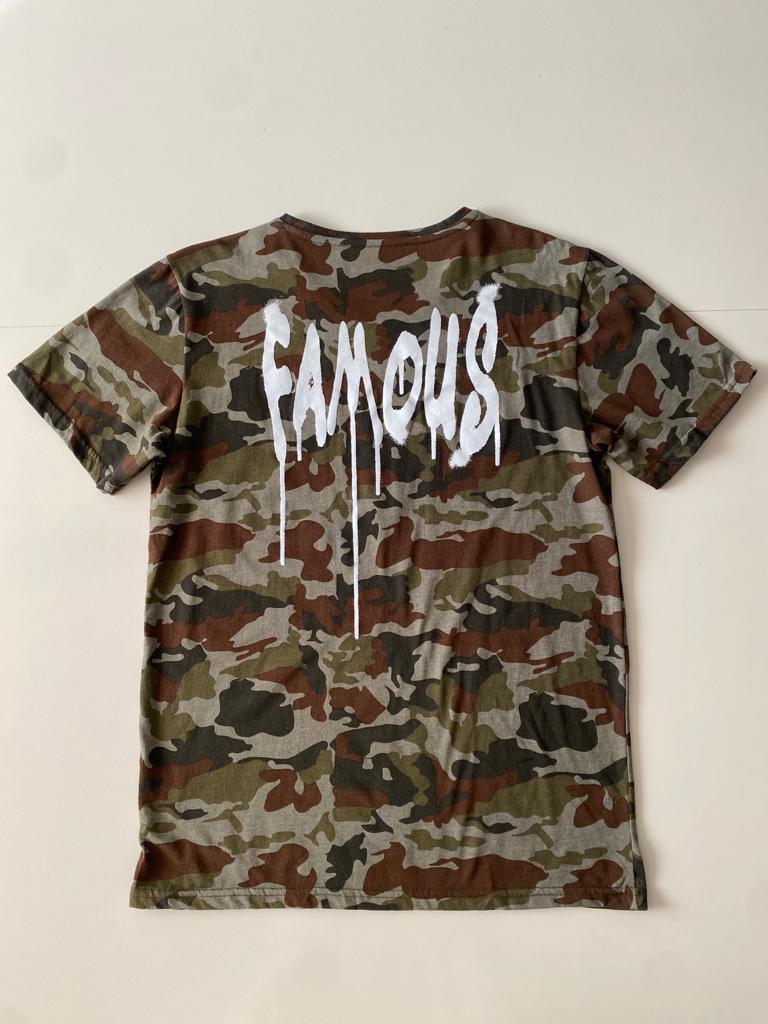 Playera camuflaje con graficos, Talla M, Hombre