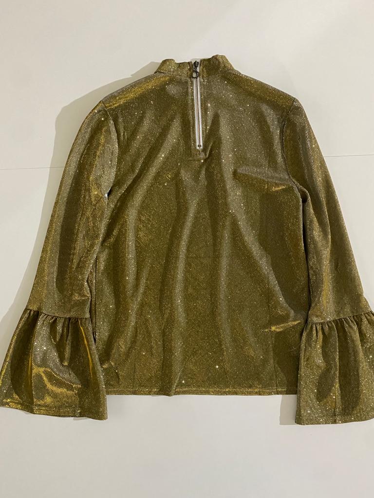 Blusa metalica dorada, Talla S/M, Mujer