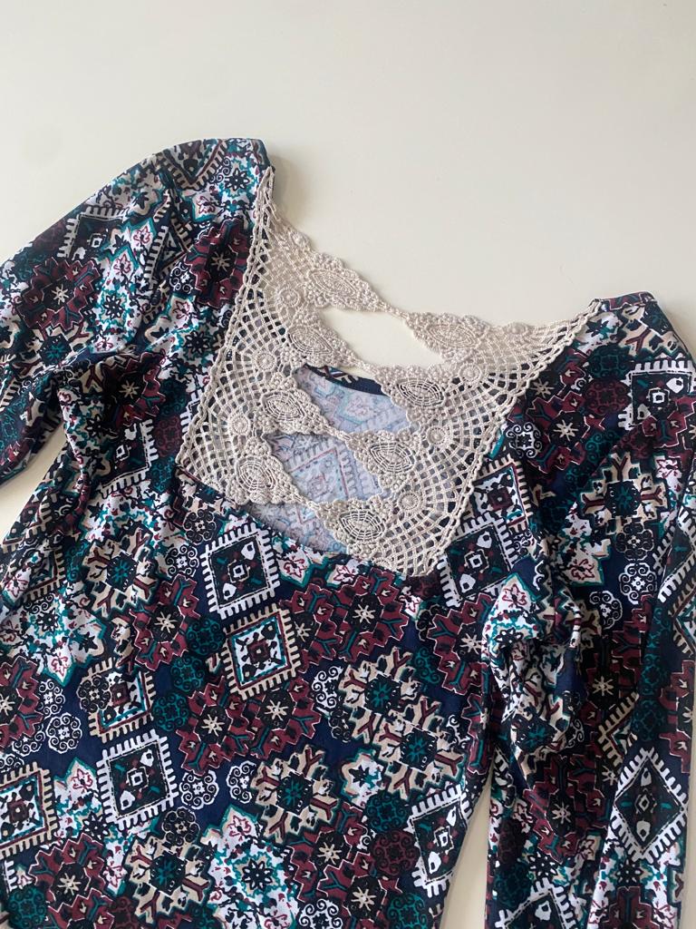 Vestido estampado tribal, Talla L, Mujer