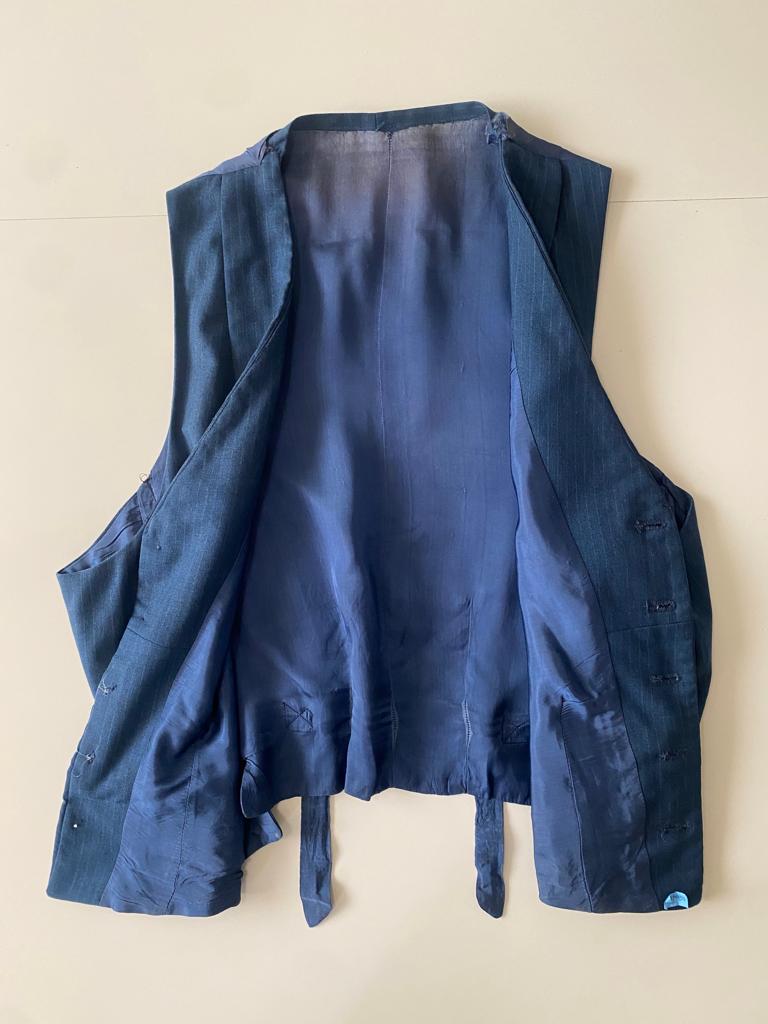 RENTA Chaleco azul vintage, Talla M-L, Hombre