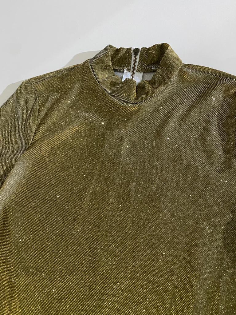 Blusa metalica dorada, Talla S/M, Mujer