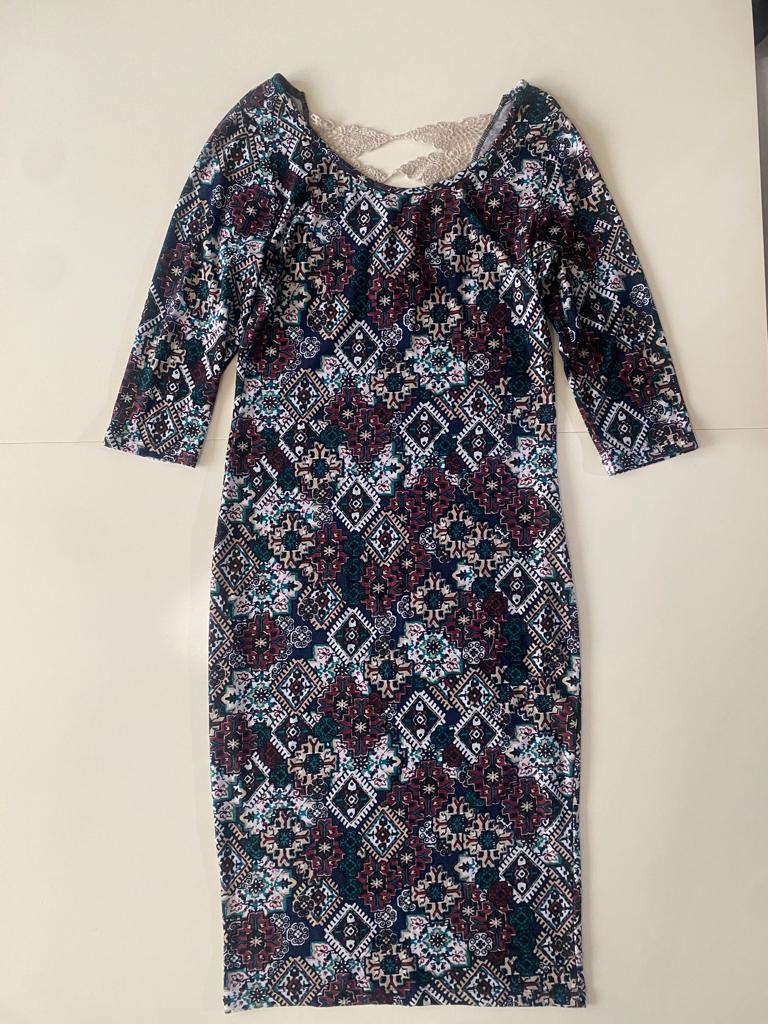 Vestido estampado tribal, Talla L, Mujer
