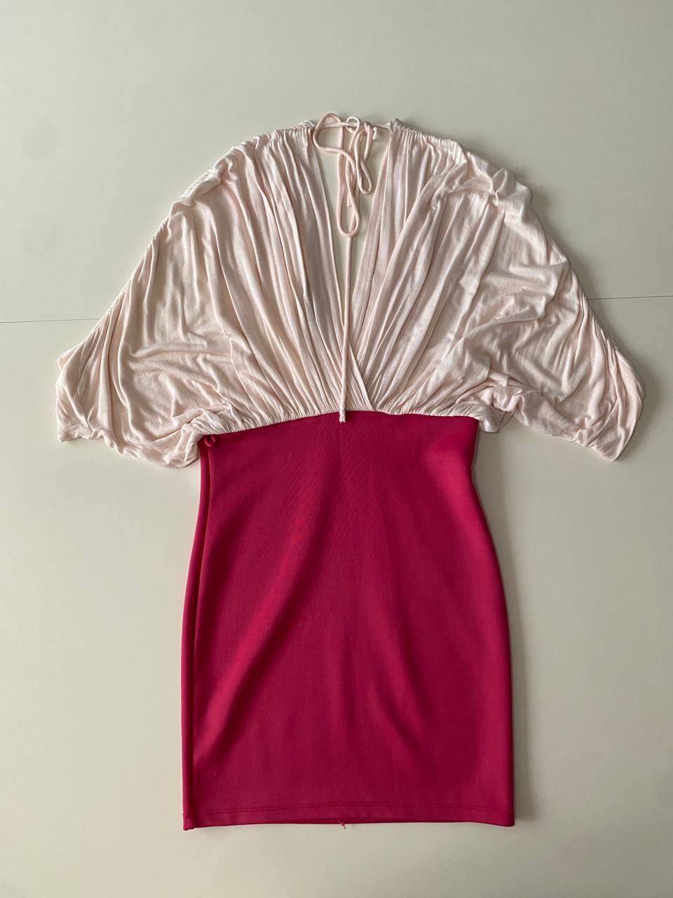 Vestido bicolor rosa, Talla M, Mujer