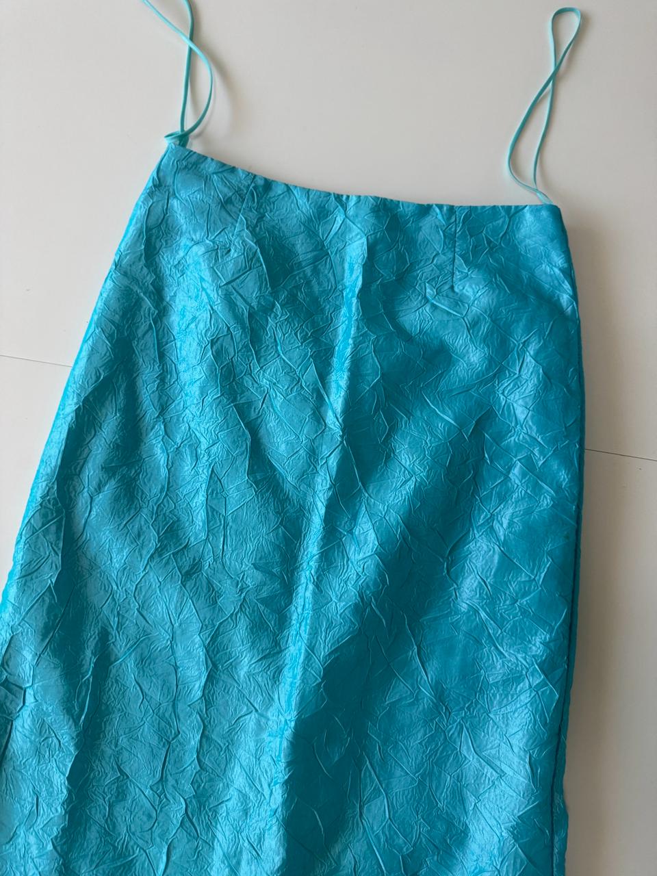 Falda corrugada aqua, Talla 9, Mujer