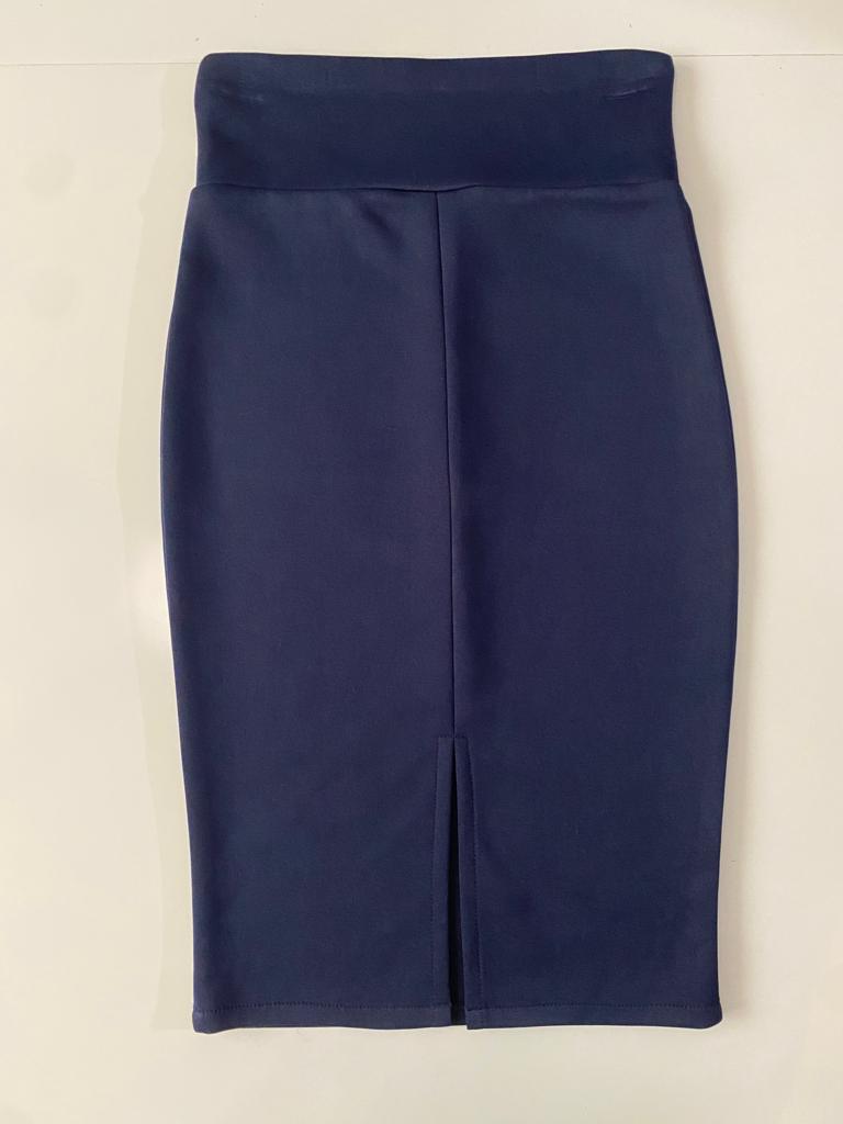 Falda stretch azul marino, Talla S, Mujer