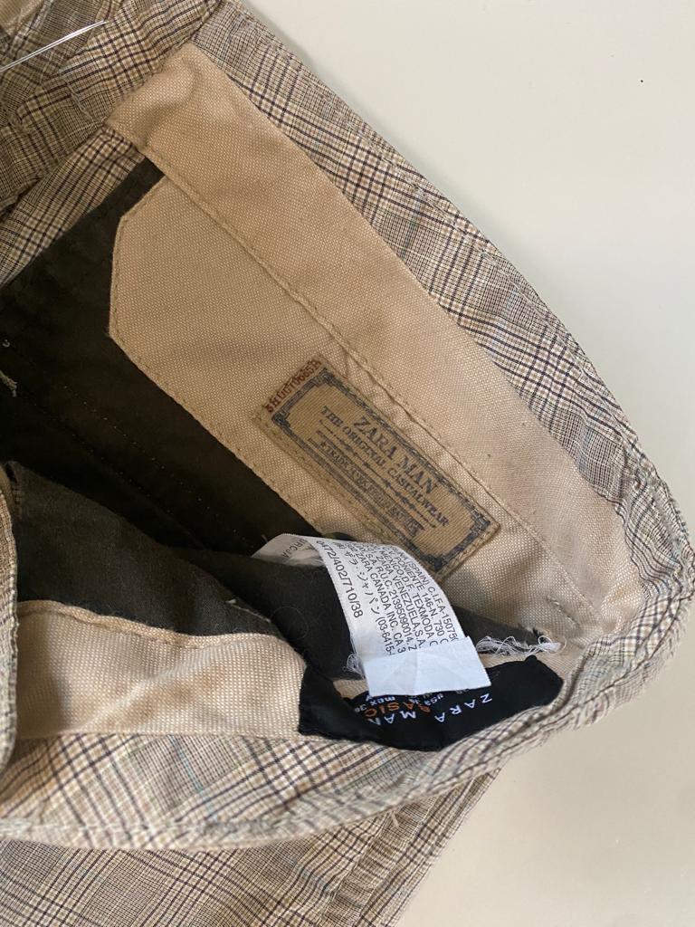 Pantalones de cuadros beige, Talla 30, Hombre