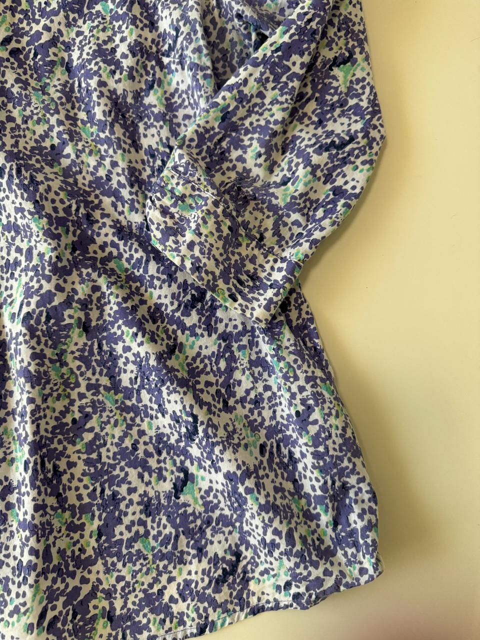 Blusa estampada lila, Talla S, Mujer