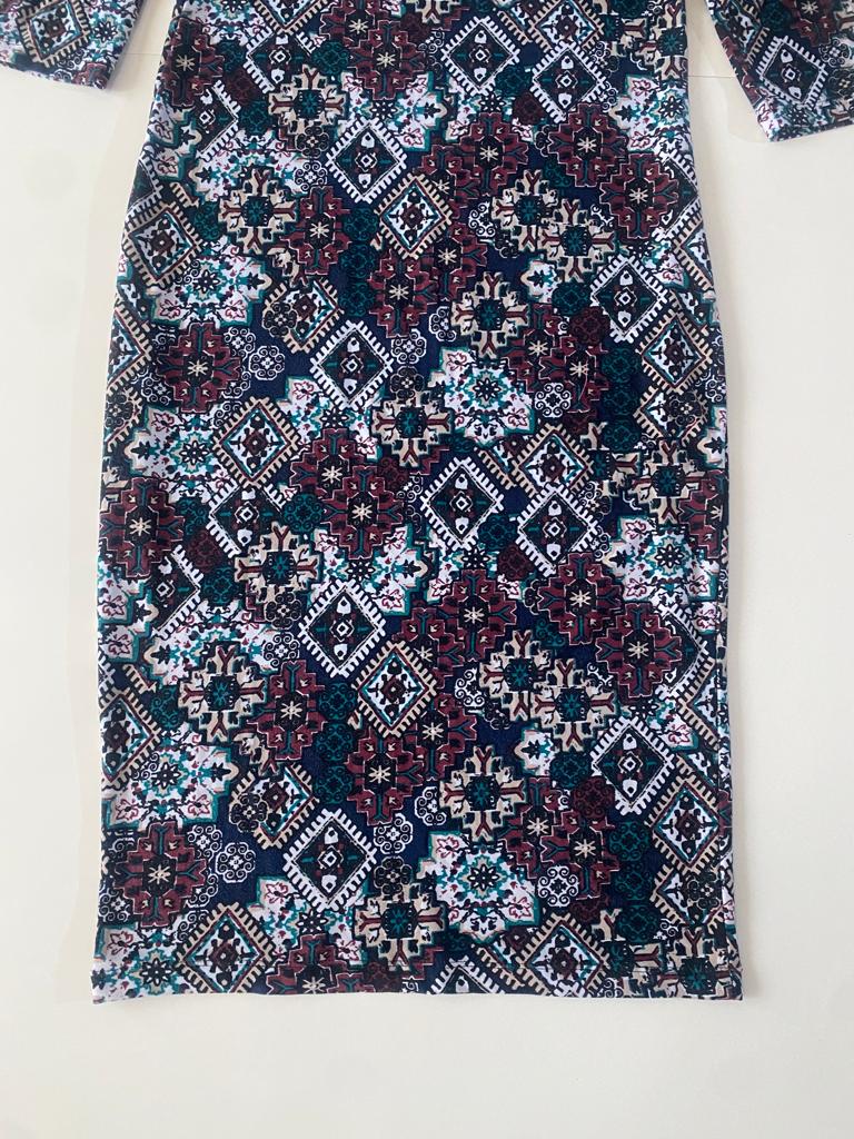 Vestido estampado tribal, Talla L, Mujer